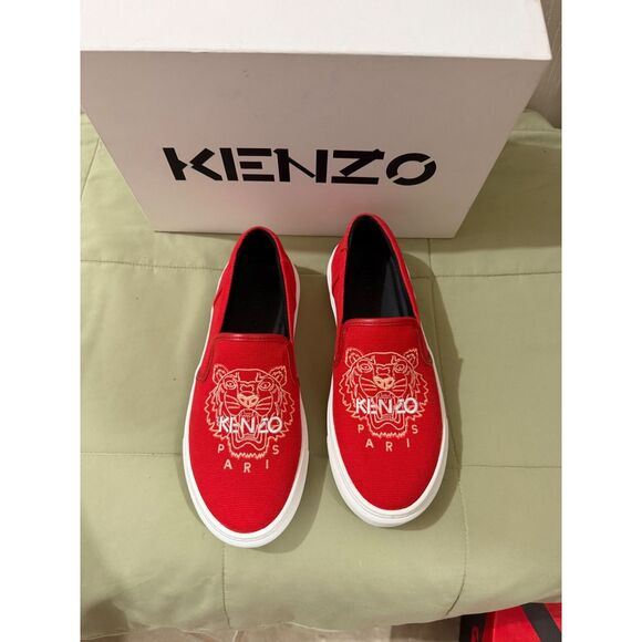 Kenzo K-Skate Tiger Embroidered Red White Women Slip On Sz 36 US5 - Picture 2 of 11